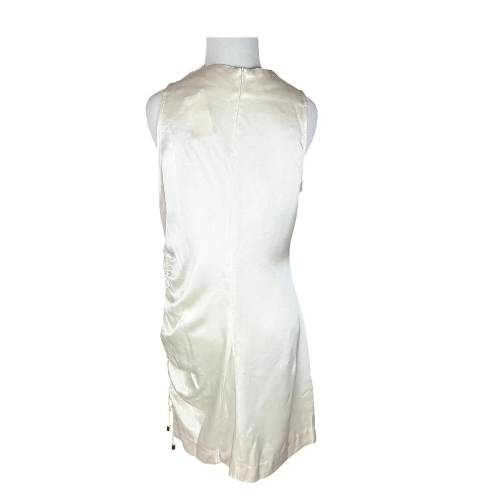 Nonchalant Label Vanilla Satin Cowl Neck Ruched Mini Dress Bachelorette Medium - Picture 4 of 9